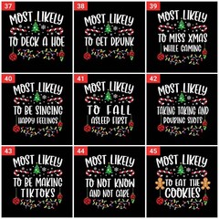 T-SHIRT (ML) Most Likely to Christmas Family Matching Shirt Costume Outfit