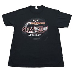 Styx Band T-Shirt Mens Large REO Speedwagon Loverboy USA Tour Classic Rock Black