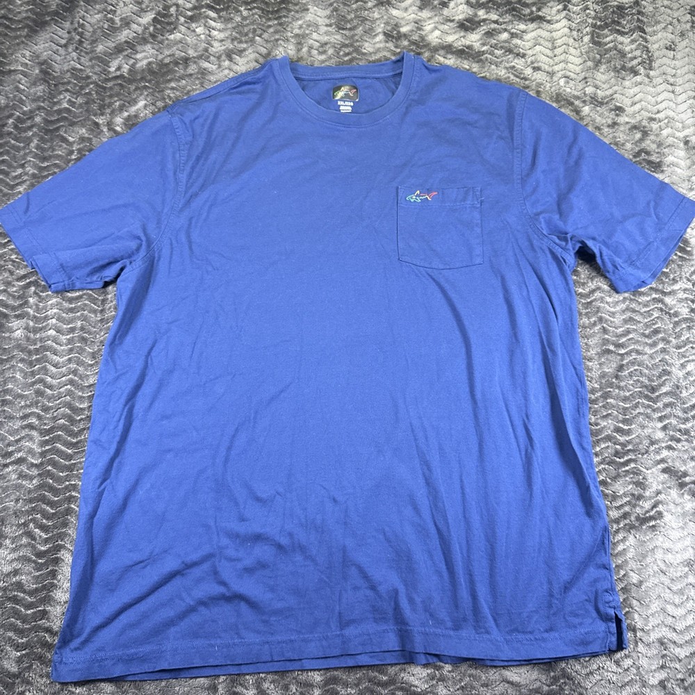 Greg Norman Mens XXL Blue Pocket T Shirt Embroidered Logo Short Sleeve