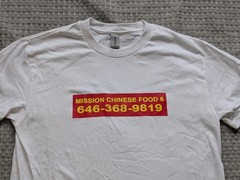 Mission Chinese Food Shirt Mens Small White 646-368-9819 Restaurant Mott St. NYC