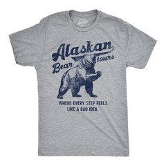 Mens Funny T Shirts Alaskan Bear Tours Sarcastic Graphic Novelty Tee For Men