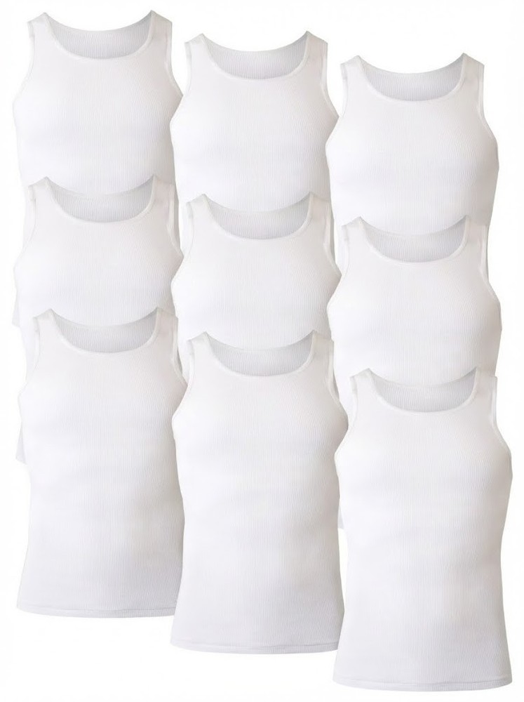 Hanes Men’s Large Tagless Tank Tops – 9 Pack (3x 3-Pack) Factory Imperfect