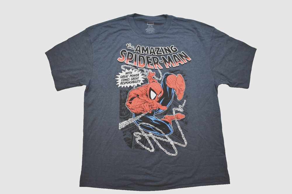 Marvel Mens Big & Tall The Amazing Spider-Man Navy Heather Shirt New 1XLT-5XLT