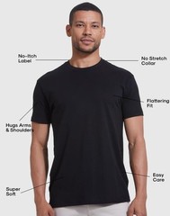 QUINCE Mens Crew Casual Basic 100% Cotton T-Shirt Tee Black White Navy 1-3 Pack