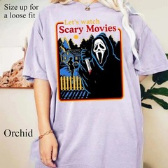 Lets Watch Scary Movie Shirt, Comfort Colors Ghostface Shirt Size S-5XL