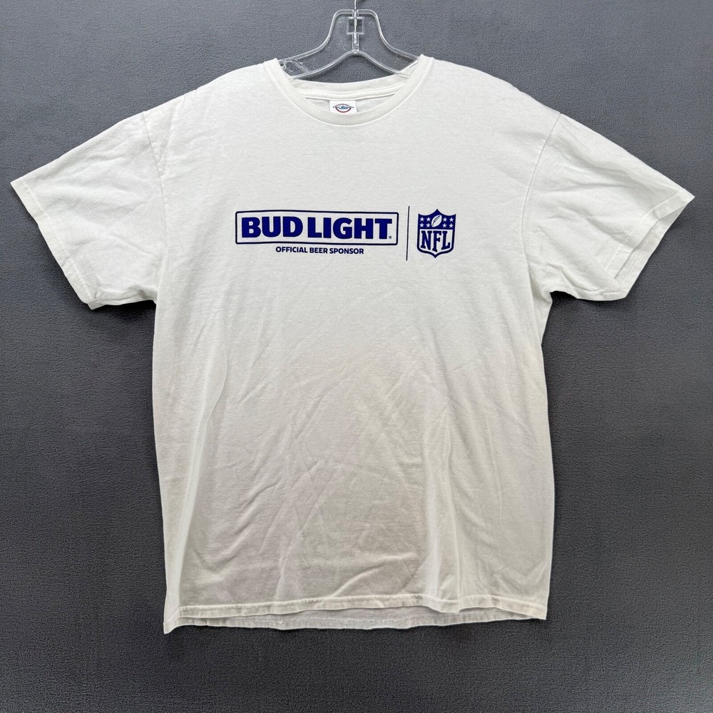 Bud Light T Shirt Mens Large NFL Official Beer Sponsor Minimalist Football Delta