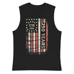 America’s 250th Birthday Distressed Flag Design Unisex Muscle Shirt