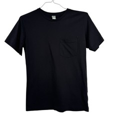 Men’s Black Blank Cotton Pocket T-Shirt LAT Skater Streetwear Size XS