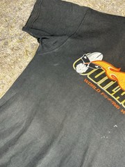 Vtg Outlaw USA Flaming Logo T Shirt Large Y2K Streetwear World F@#%!ng Wide