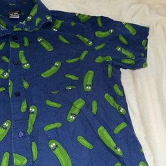 Adult Swim Rick & Morty Men’s Juniors Medium 100% Cotton Collared Pickle Rick