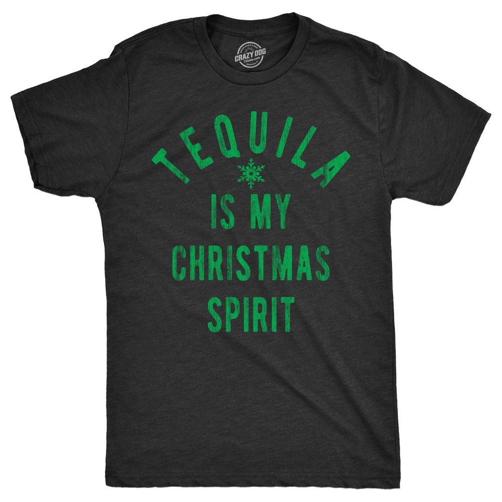 Mens Tequila Is My Christmas Spirit T Shirt Funny Xmas Holiday Booze Drinking