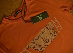 Men’s Versace Medusa Style Rhinestone T-Shirt Rust Luxury Designer US Size Small