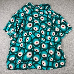 Universal Studios Villain-Con Shirt Mens XL Teal Minion Eye Print Rayon Button