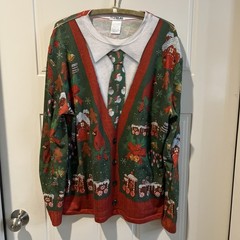 (#141) Holiday Illusion Men’s Tee Santa Tie Faux Real Photolistic Apparel Large