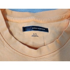 Greg Norman Pocket T-Shirt Mens XL Peach Excellent Shark Logo Cotton Tee