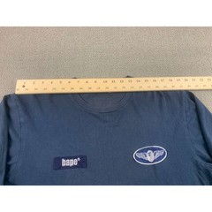 A Bathing Ape Long Sleeve T Shirt Men XL Navy Chest Logo Patch Tag Streetwear
