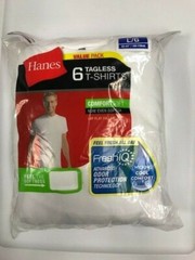 HANES Men’s White Crew TAGLESS T-Shirts 6 pack NEW hanes # 2135