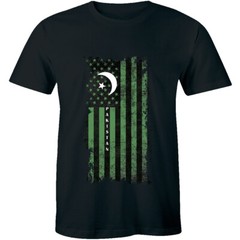 Pakistan Support USA America Flag T-Shirt Crew Neck For Men Kashmir