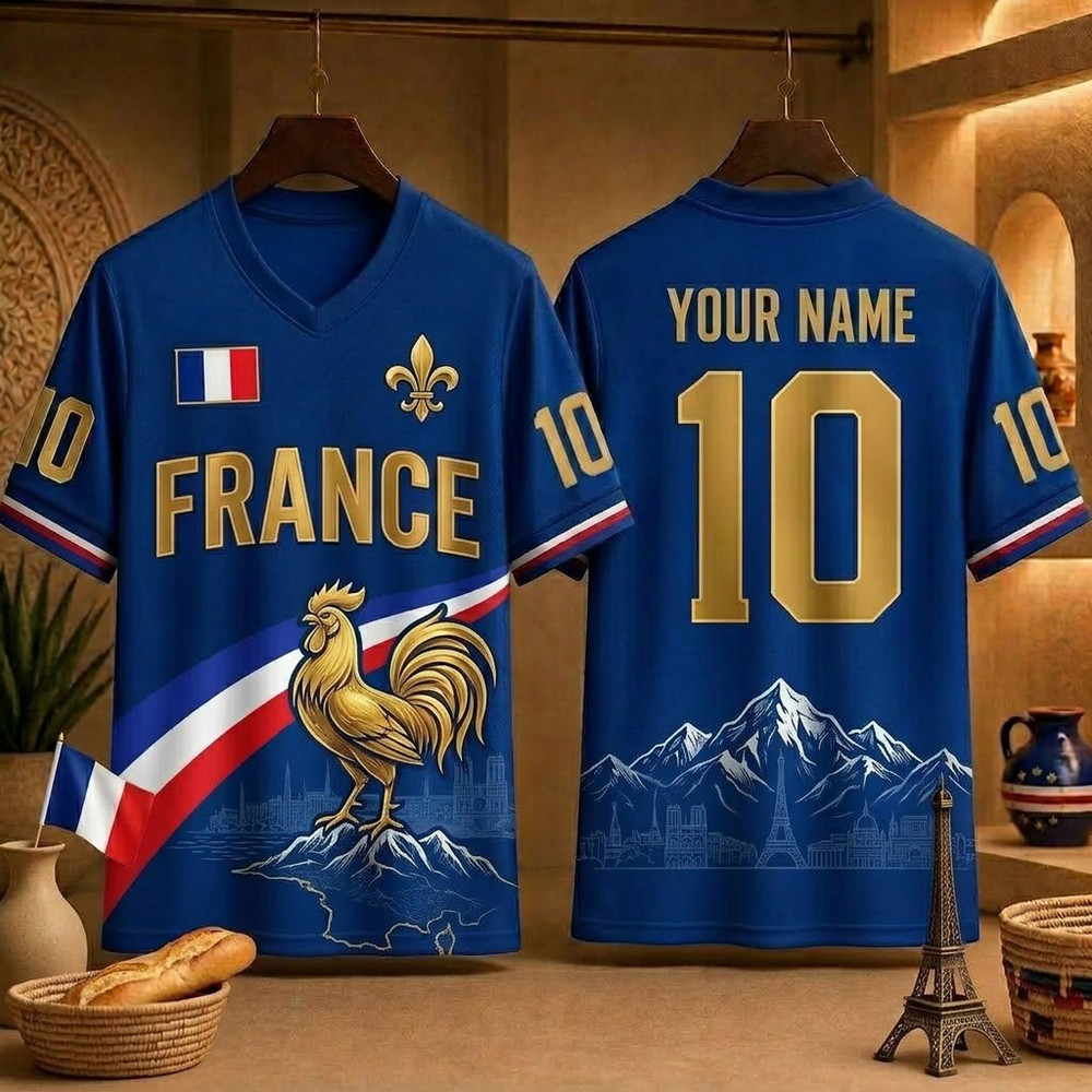 Custom Name Number France Shirt Personalized Soccer Gift Size S-5XL