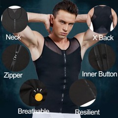 Men’s Zipper Body Shaper Toning T-Shirt Ultra Durable Vest Compression Underwear