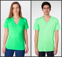 American Apparel Unisex Poly-Cotton Short Sleeve V-Neck Made In US
