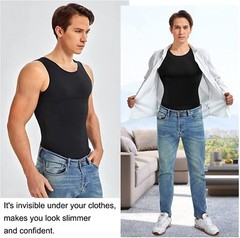 Men Slim Shirt Body Slimming Tummy Shaper Control Belly Underwear Vest Girdle US