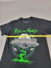 Rick and Morty T-Shirt Adult Swim Size Small Alien Ship Dump Graphic Black