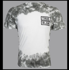 $89 TRUE RELIGION Grey Tie Dye OUTLAWS Short Sleeve Designer Graphic T-shirt NWT