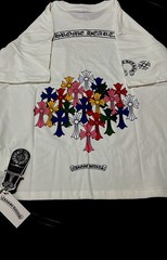Chrome Hearts Mens White Graphic Crosses Logo Crew Neck Short Sleeve T-Shirt S