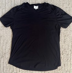 Men’s Quinn Luxe Pleated Black V-neck T-Shirt XL Cool Details Modern Minimalist