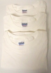 3 T-Shirts Gildan Men’s 5.3 Oz White 100% Preshrunk Heavy Cotton G5000 M/L/Or XL