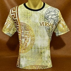 Versace Men’s Split Medusa Graphic T-Shirt Multicolor Greek Key Tee Size 3XL