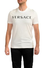 Versace Men’s White Logo Embellished Crewneck Short Sleeve T-Shirt US 2XL IT 56