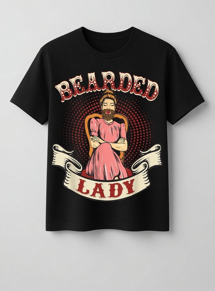 Bearded Lady Tshirt – Vintage Circus Bearded Lady Costume T-Shirt