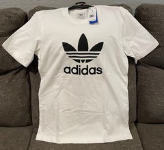 New Mens Adidas Short Sleeve Trefoil T-Shirt Size Small NWT White .