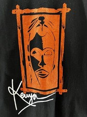 Kenya Shirt Mens M Black Orange Short Sleeve Tribal Mask Graphic Tee African