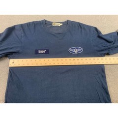 A Bathing Ape Long Sleeve T Shirt Men XL Navy Chest Logo Patch Tag Streetwear