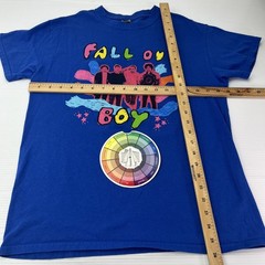 Gildan Fall Out Boy Graphic T-Shirt Med Blue Excellent Hella Mega Tour Alien