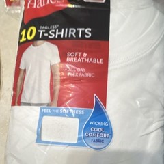 Hanes Tagless Men’s Crew Neck T-Shirt 10 Pack White Cotton Knit Size M