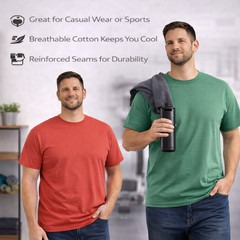 BILLIONHATS 12 Pack Mens Cotton Short Sleeve Lightweight T-Shirts(Assorted B, S)