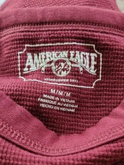 American Eagle Thermal Waffle Preppy Super Soft Graphic Shirt Mens Sz M