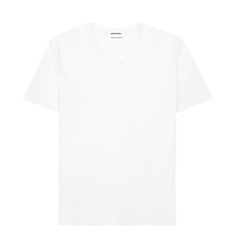 Black White Men 100% Thick Cotton Casual T-Shirt Short Sleeve Tee Crew V Neck