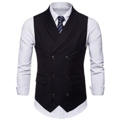 Mens Casual Formal Business Slim Fit Double-Breasted Waistcoat Coat Suit Vest