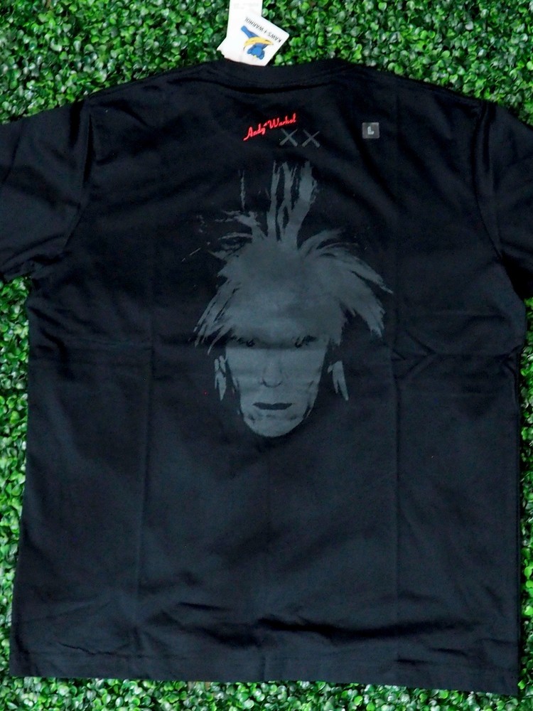🔥Uniqlo KAWS x Warhol Men’s Black Rare Graphic Print T-Shirt Size XL