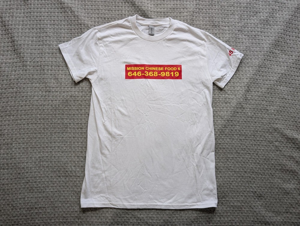 Mission Chinese Food Shirt Mens Small White 646-368-9819 Restaurant Mott St. NYC