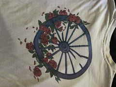 1980s Grateful Dead Long Sleeve Bertha Wagon Wheel and Roses T Shirt XL