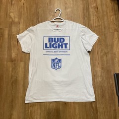 Bud Light Official Beer Sponsor Of The NFL Men’s White T-Shirt New Size Large