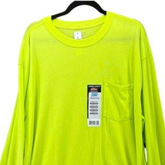 Dickies Mens Neon Work Shirt XLT Traffic Neon Cooling Durable Outdoor Safety