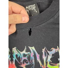 Revenge Graphic T-Shirt Mens Large Black Rainbow Chrome Logo Made In USA *Read