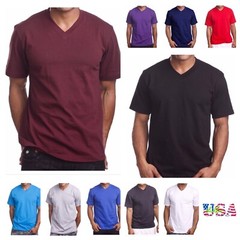 Mens T-Shirt HEAVY WEIGHT Plain V-Neck BIG AND TALL Camo Hunt GYM Active Tee